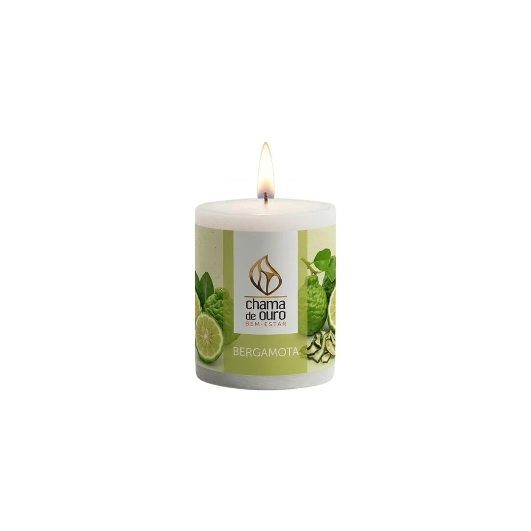 Vela Aromática de Bergamota – Chama de Ouro
