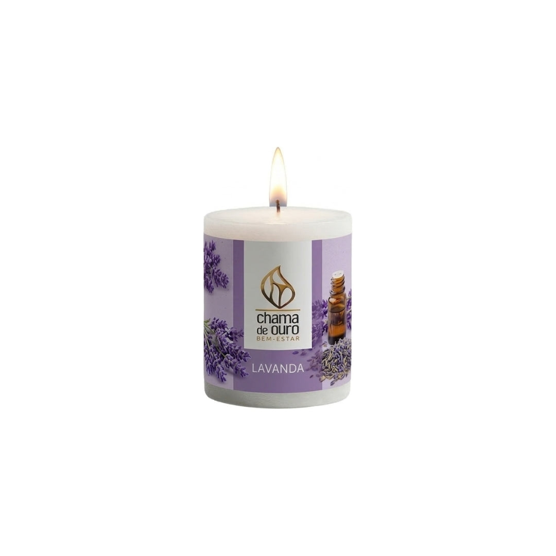 Vela Aromática de Lavanda – Chama de Ouro