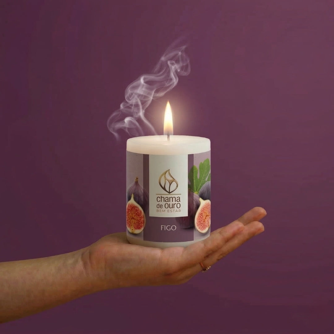 Vela Aromática de Figo – Chama de Ouro