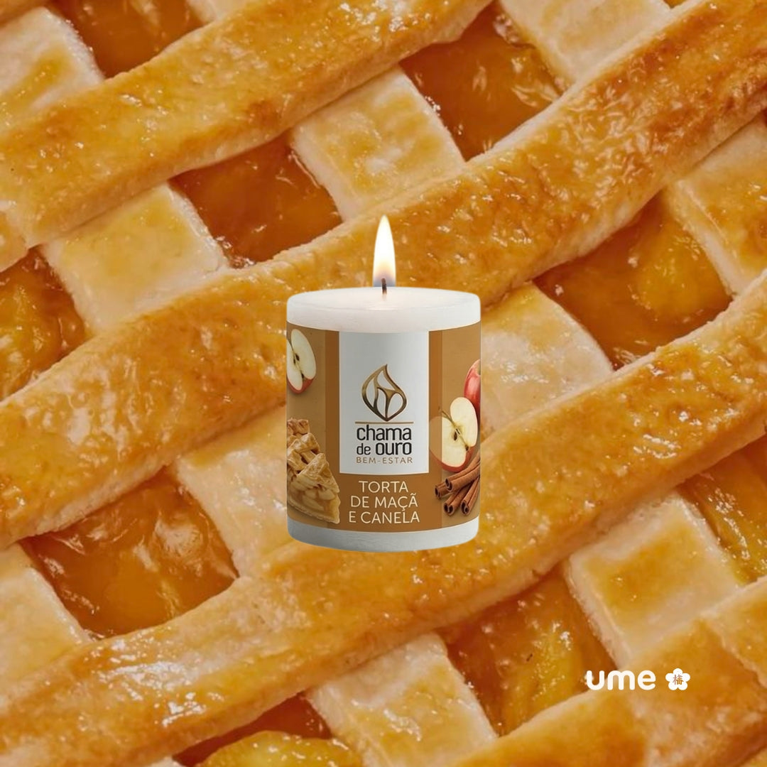 Vela Aromática Torta de Maçã com Canela – Chama de Ouro