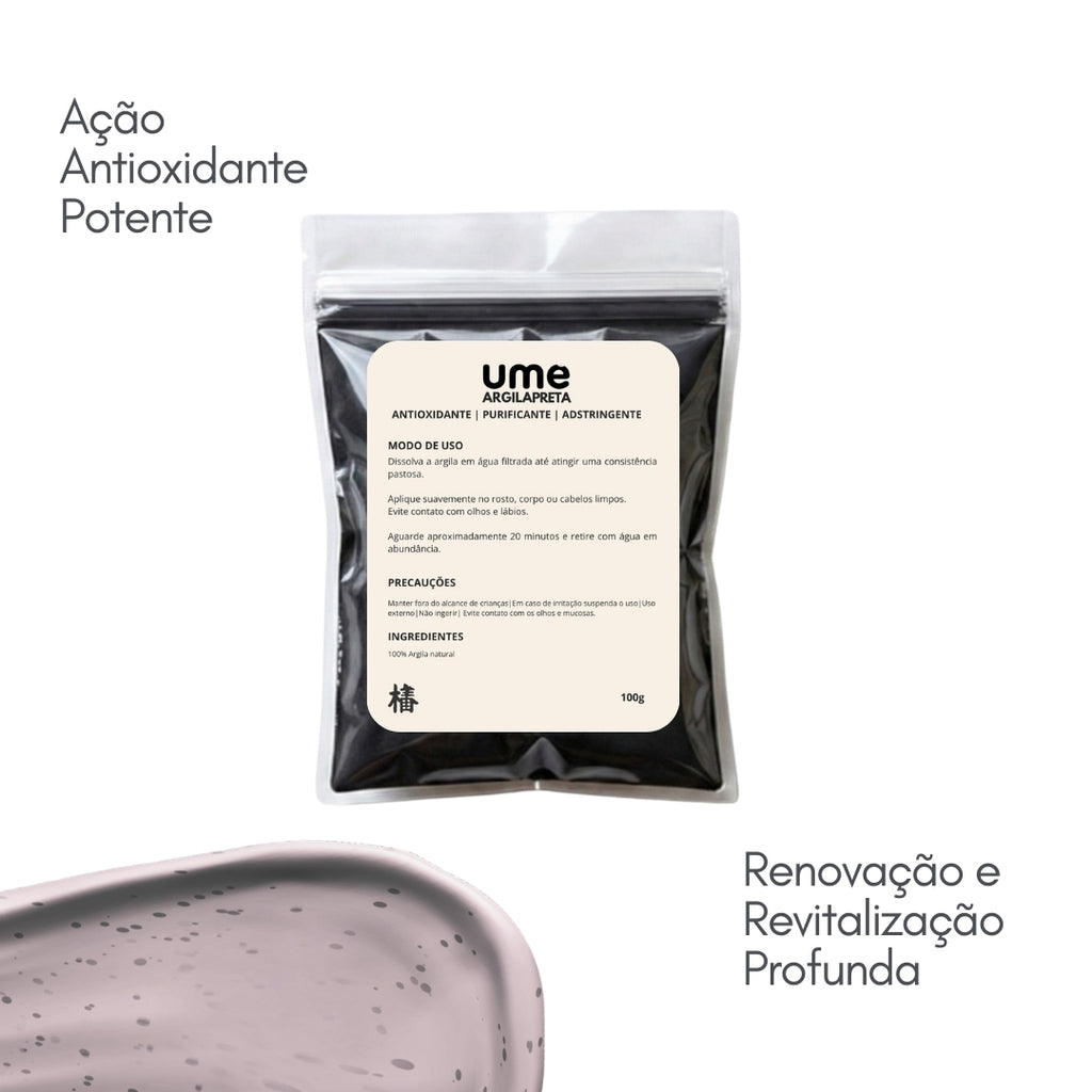 UME Argila Preta Facial para Pele Oleosa e Acneica