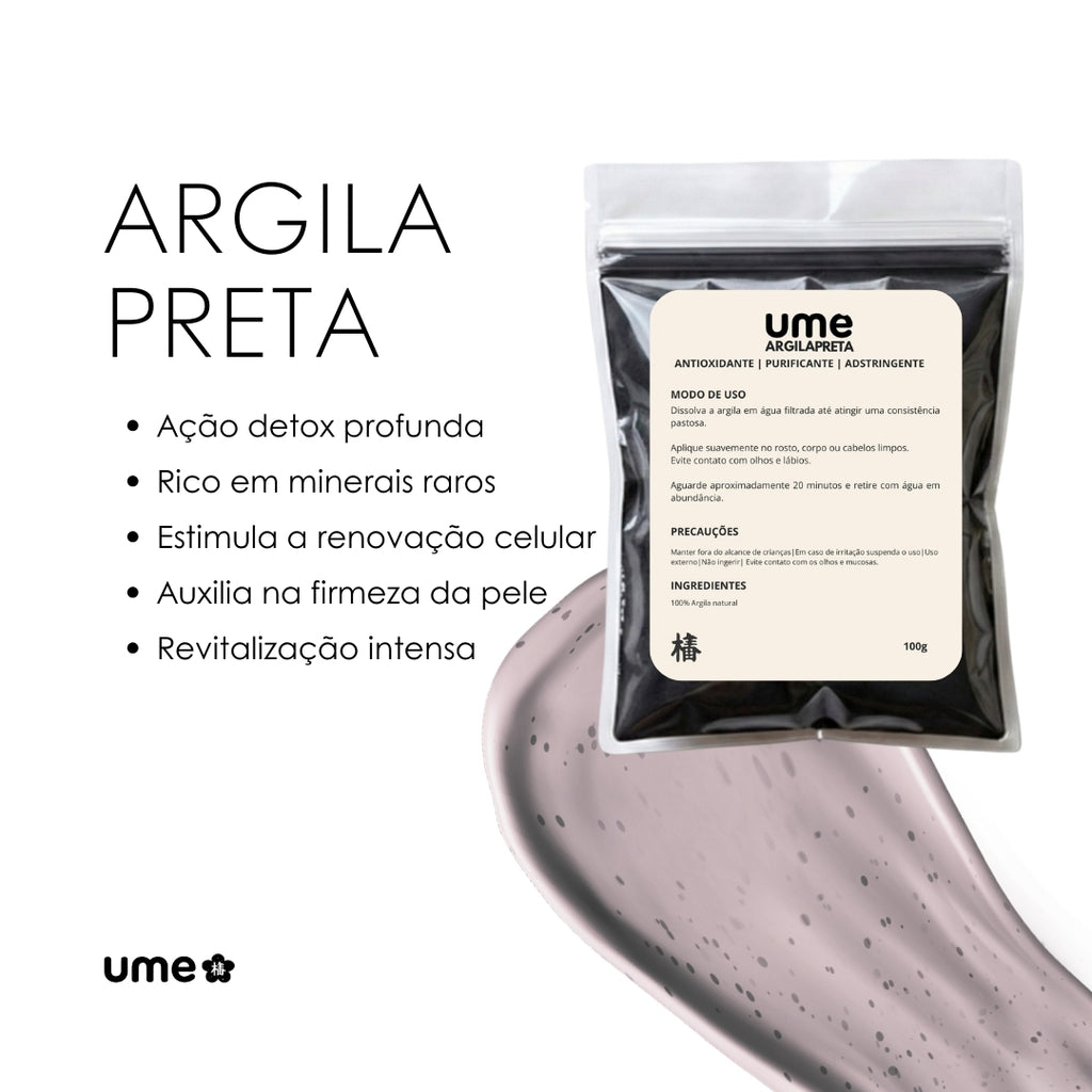 UME Argila Preta Facial para Pele Oleosa e Acneica