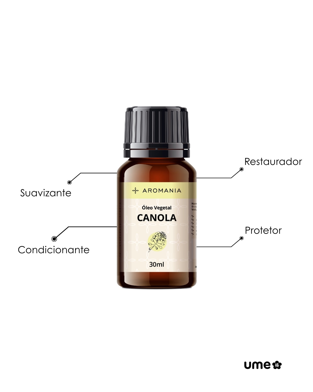 Óleo de Canola 100% Puro 30ml | Óleo Vegetal Natural Rico em Ômega