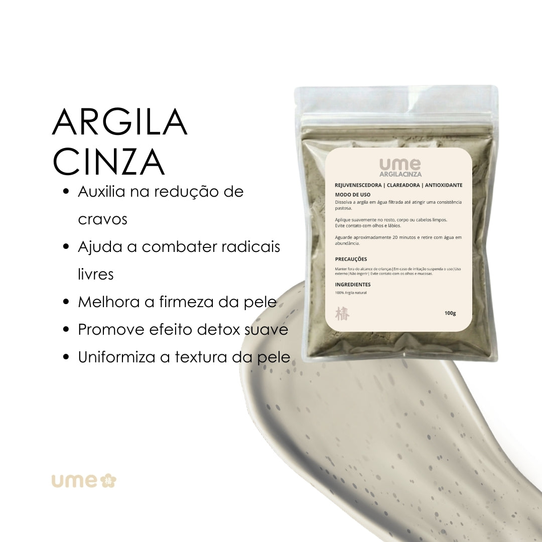 UME Argila Cinza Facial para Pele Oleosa e Mista