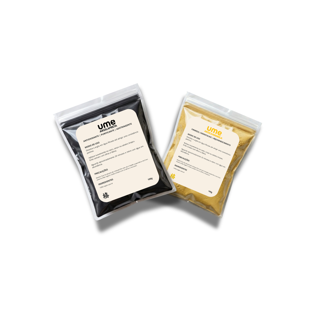 Kit Argila Preta e Amarela UME Firmeza da Pele Colágeno Elasticidade Renovação Facial Antissinais