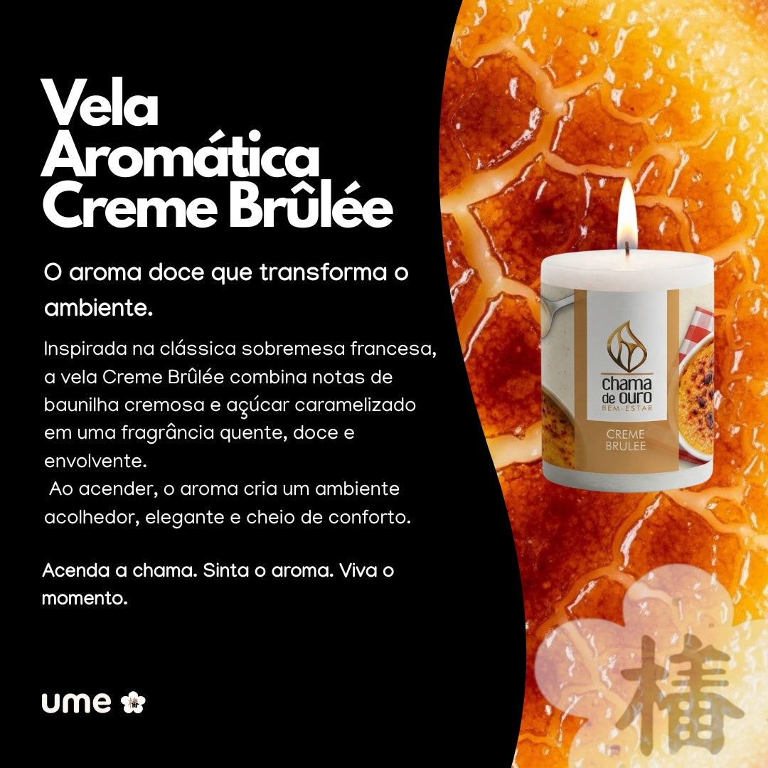 Vela Aromática Crème Brûlée – Chama de Ouro