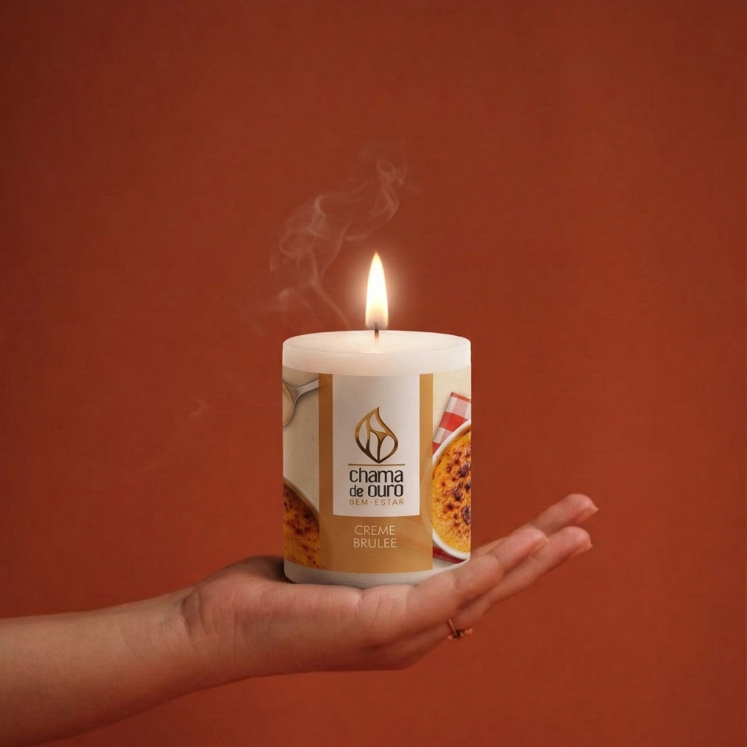 Vela Aromática Crème Brûlée – Chama de Ouro