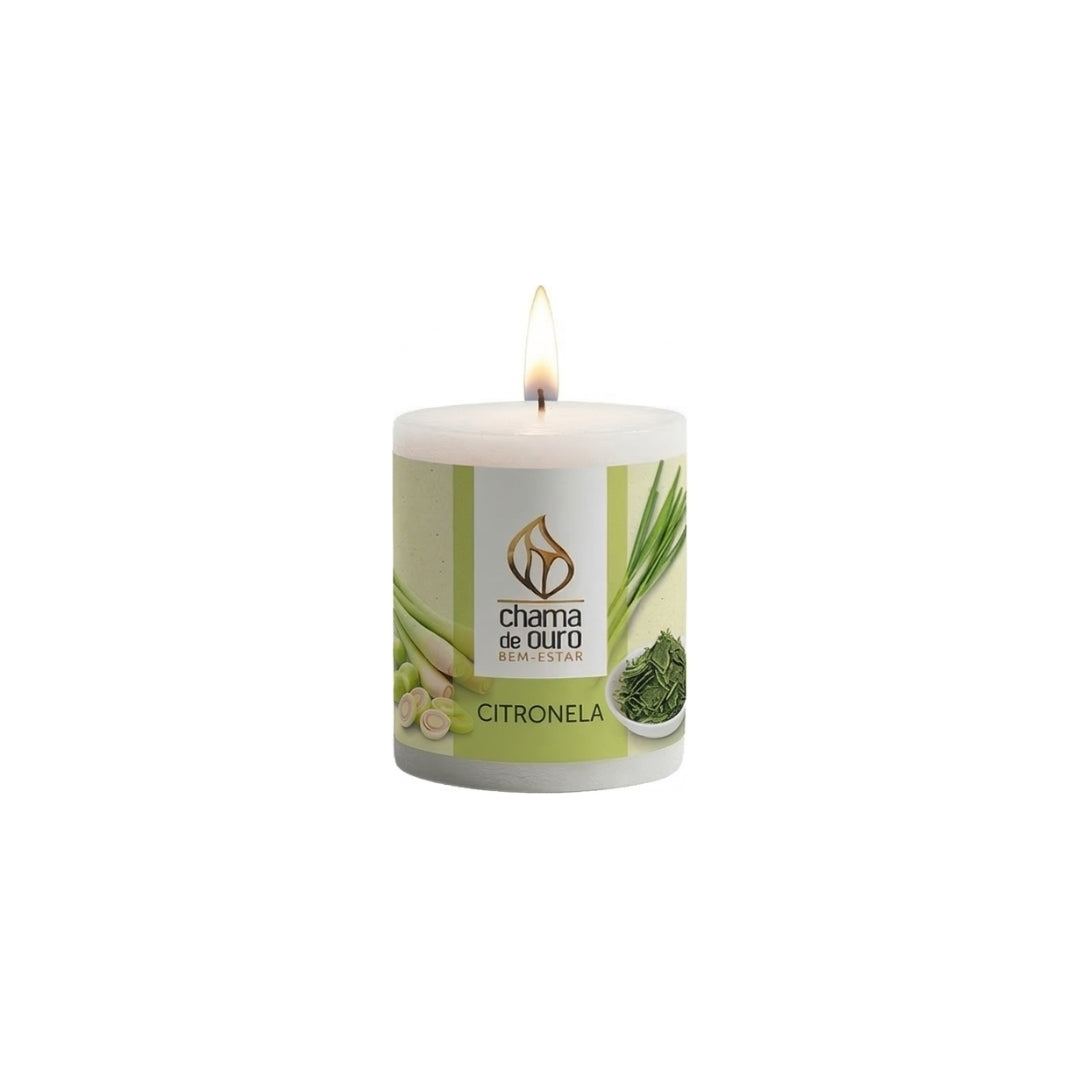 Vela Aromática de Citronela – Chama de Ouro