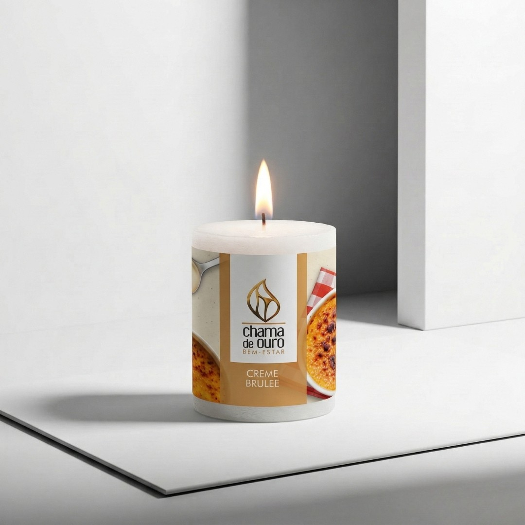 Vela Aromática Crème Brûlée – Chama de Ouro