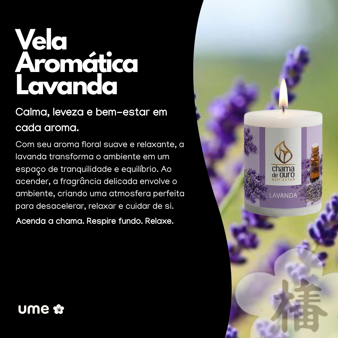 Vela Aromática de Lavanda – Chama de Ouro